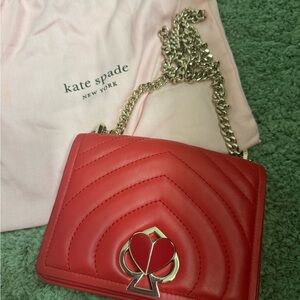 Kate Spade New York Amelia Small Convertible Chain Shoulder Bag Red Lambskin